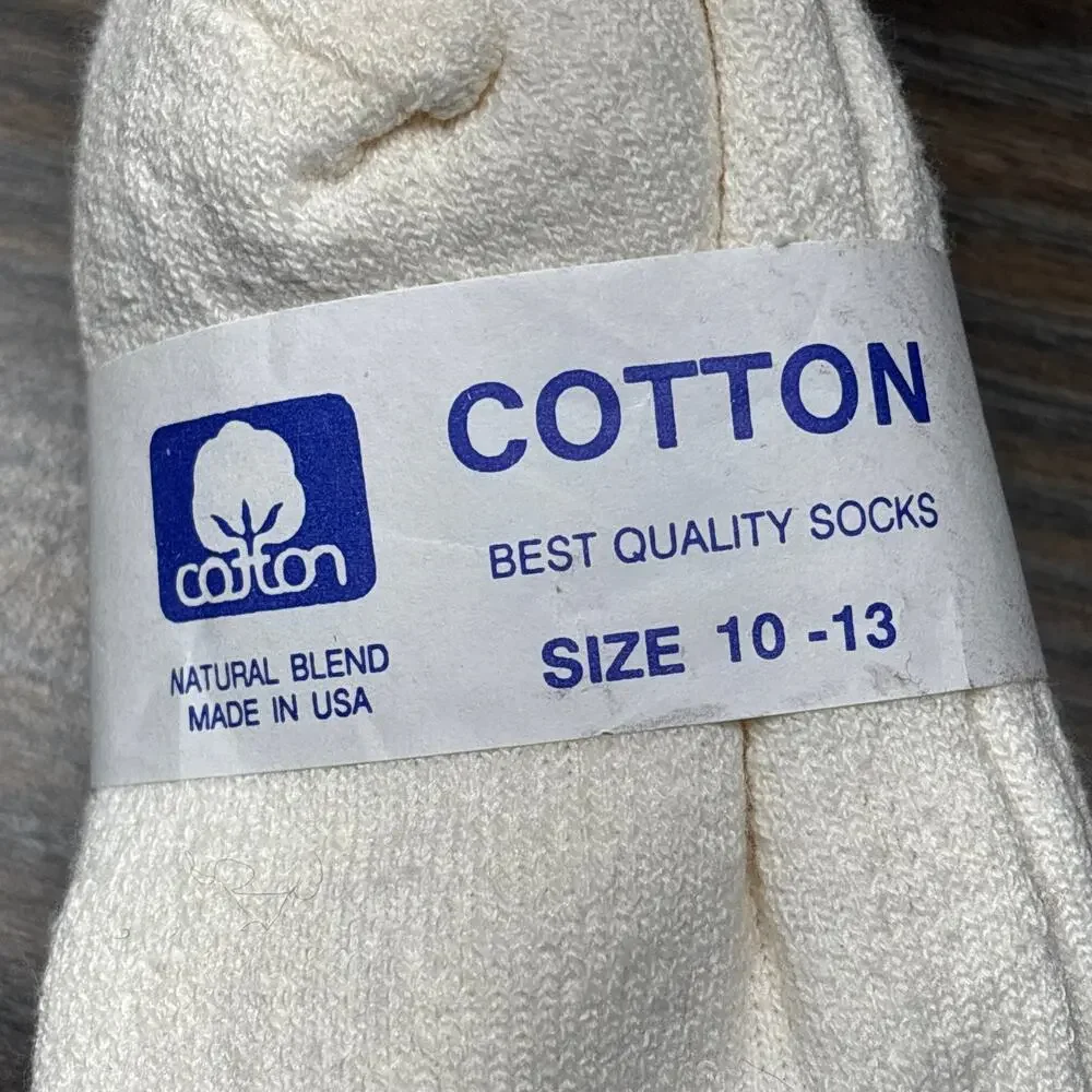 New Vintage Cotton Ankle Socks Mens 10-13 White Made In USA Pack Of 3